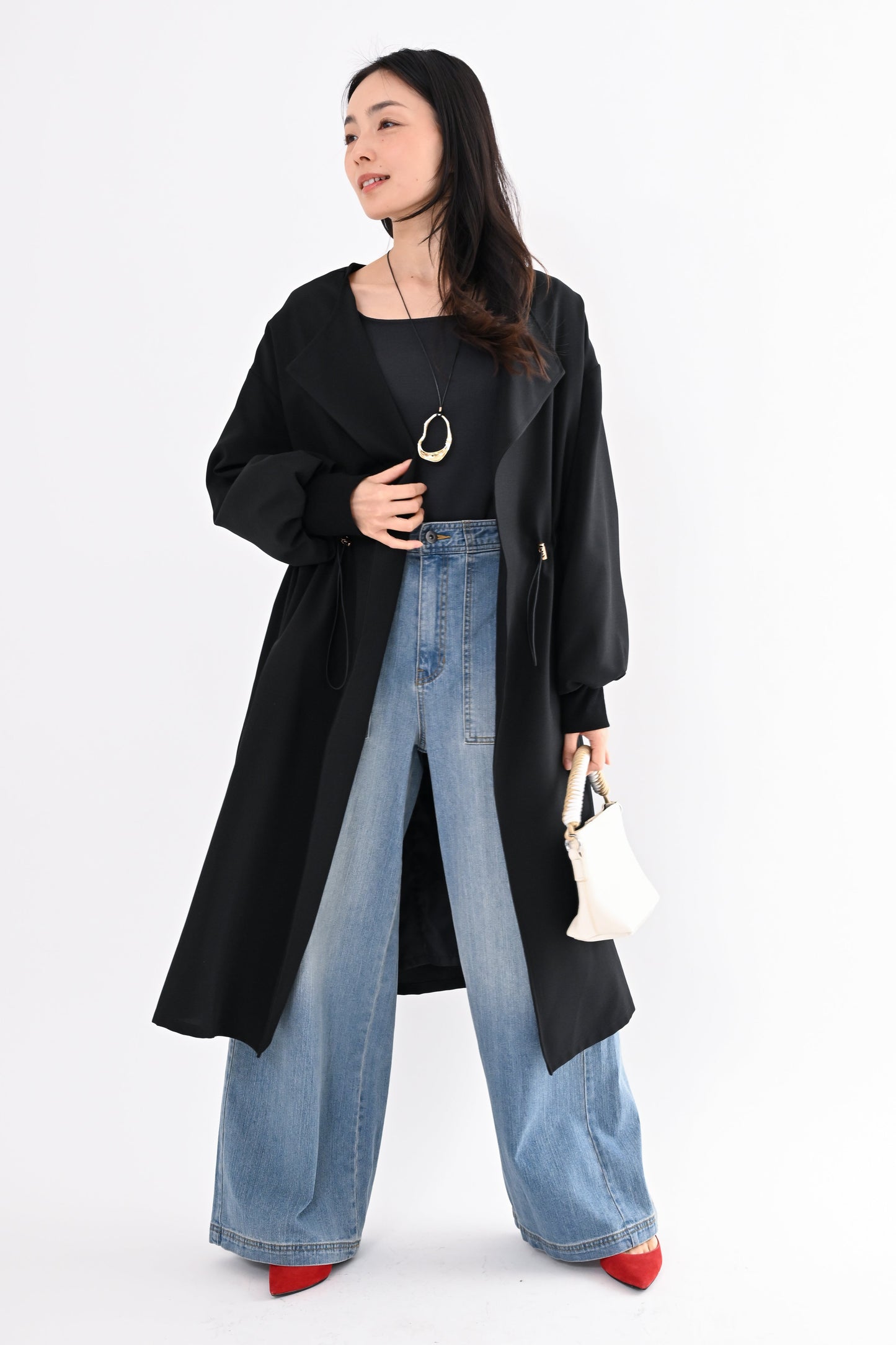 シャーリングギャザーコート