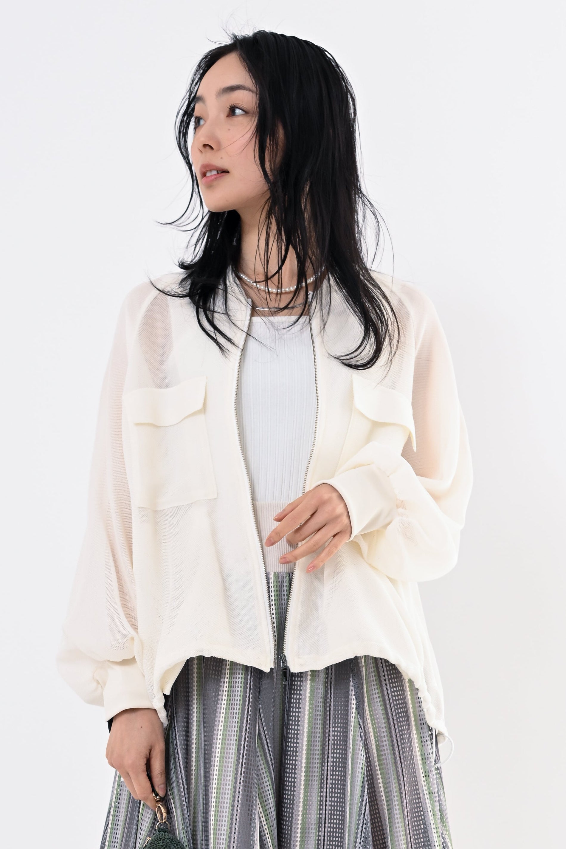 ジップブルゾンベージュイマイチ様 レディメイド LADYMADE タックボリュームスリーブZIPブルゾン