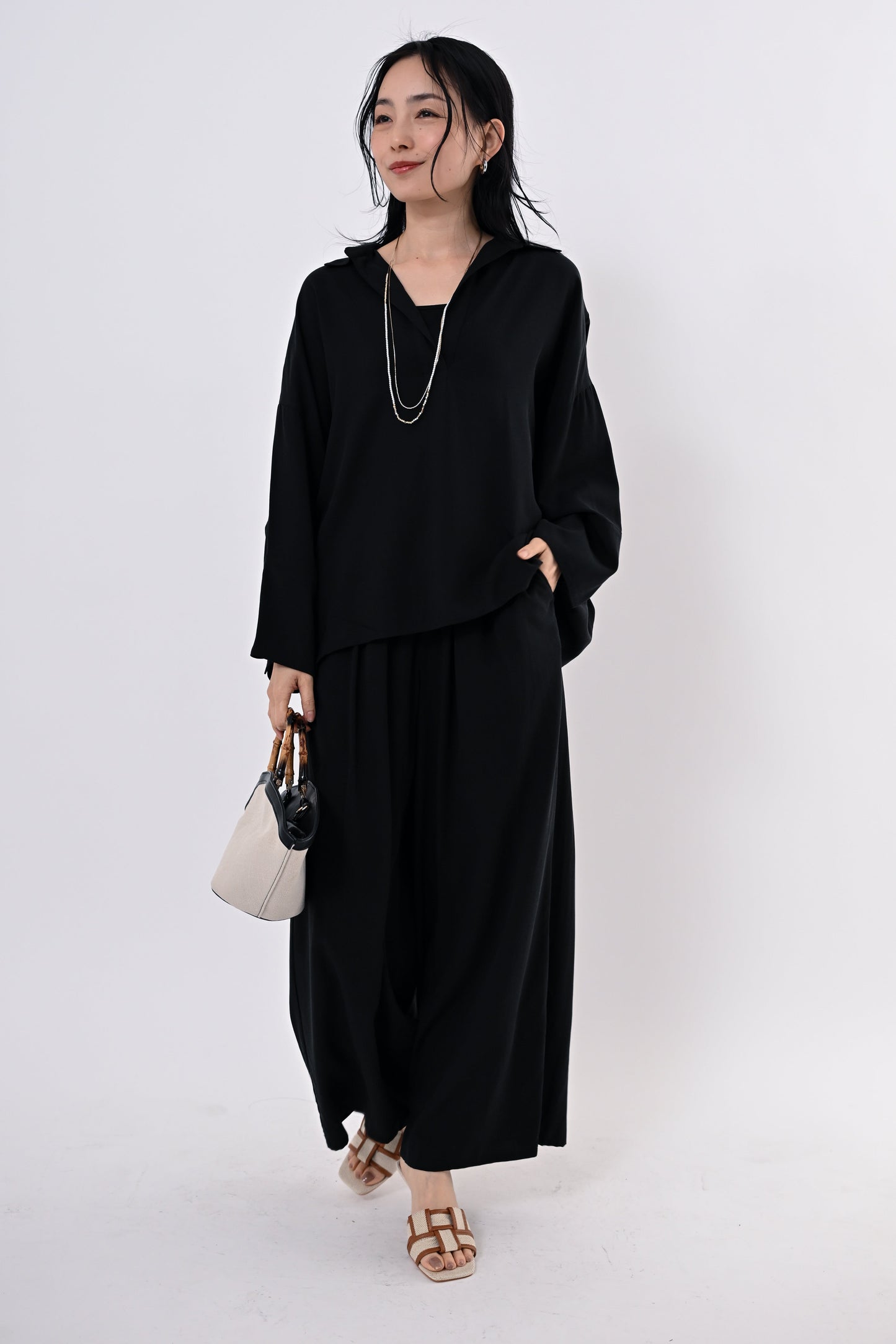 テンセルツイルワイドパンツ