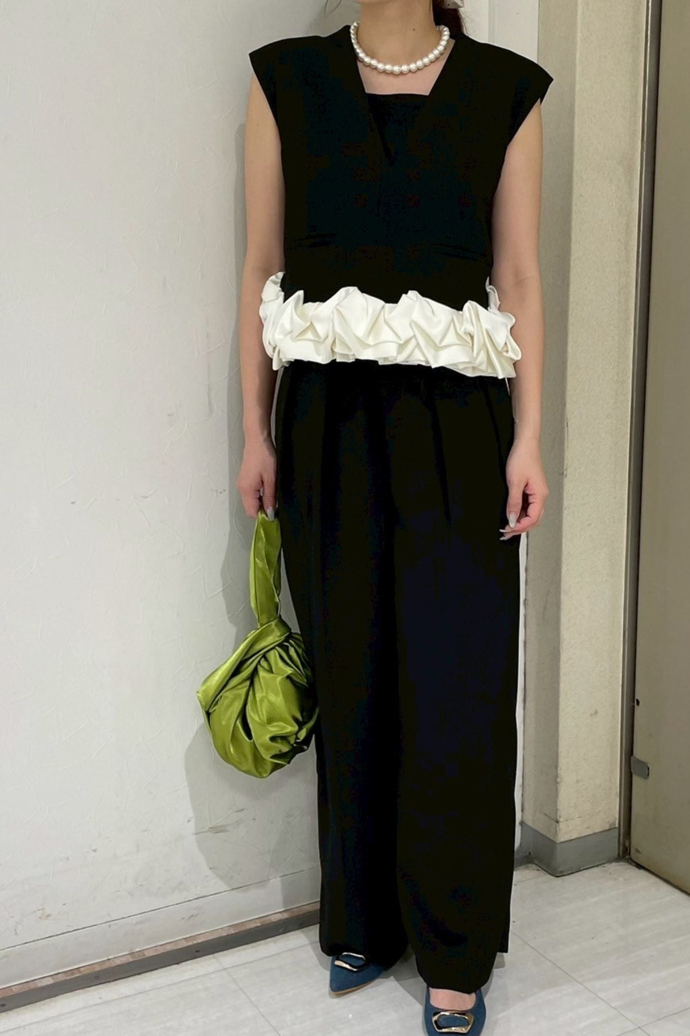 サテンバルーンヘムパンツドレス<2pcs SET>