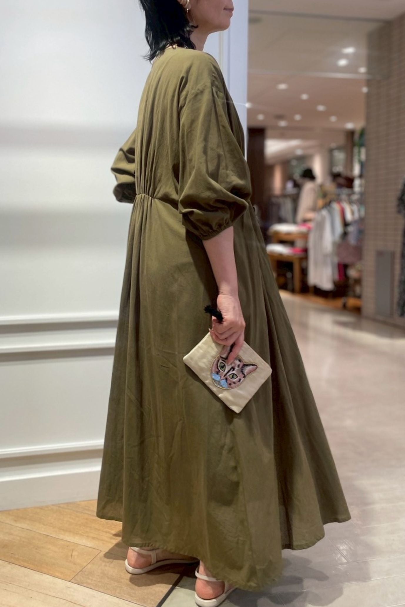 【確認画像】コットン　ギャザー　フレア　カシュクールワンピース　巻きスカート 成瀬愛里さん着用】ギャザーフレアコットンスカート