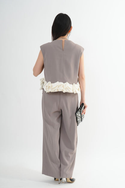 サテンバルーンヘムパンツドレス<2pcs SET>