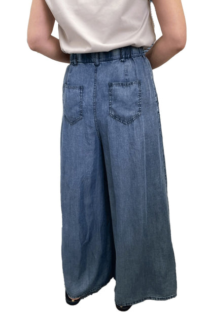 <６月上旬出荷予定＞【ＮＥＷ】バイオシルクデニムワイドパンツ
