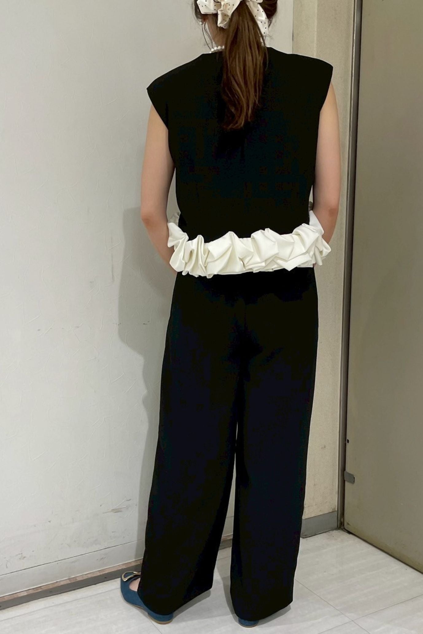 サテンバルーンヘムパンツドレス<2pcs SET>