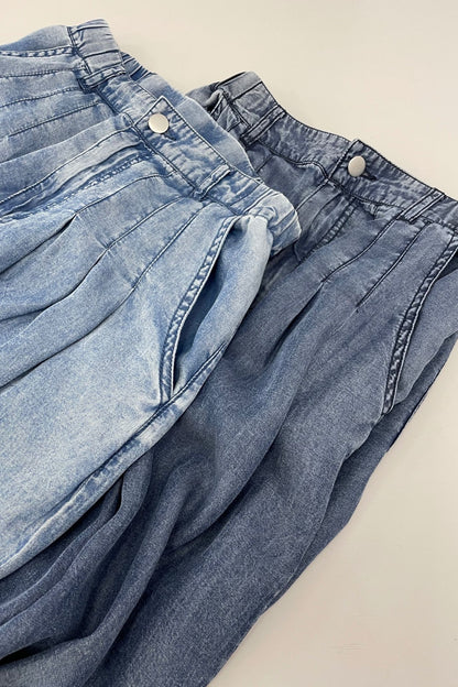 <６月上旬出荷予定＞【ＮＥＷ】バイオシルクデニムワイドパンツ
