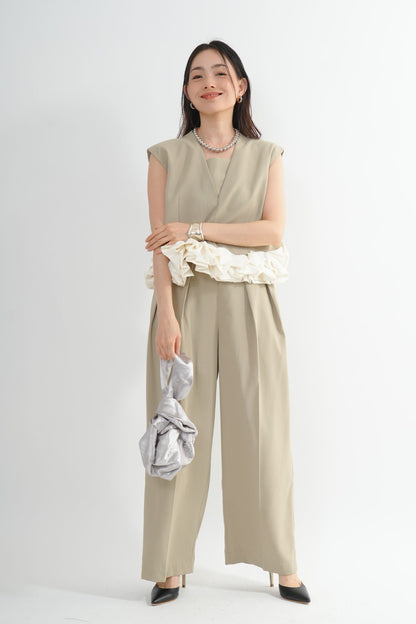サテンバルーンヘムパンツドレス<2pcs SET>