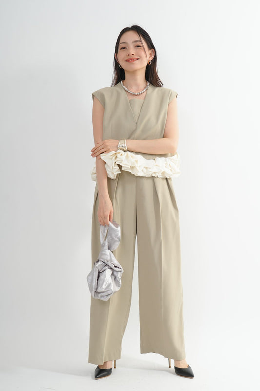 サテンバルーンヘムパンツドレス<2pcs SET>