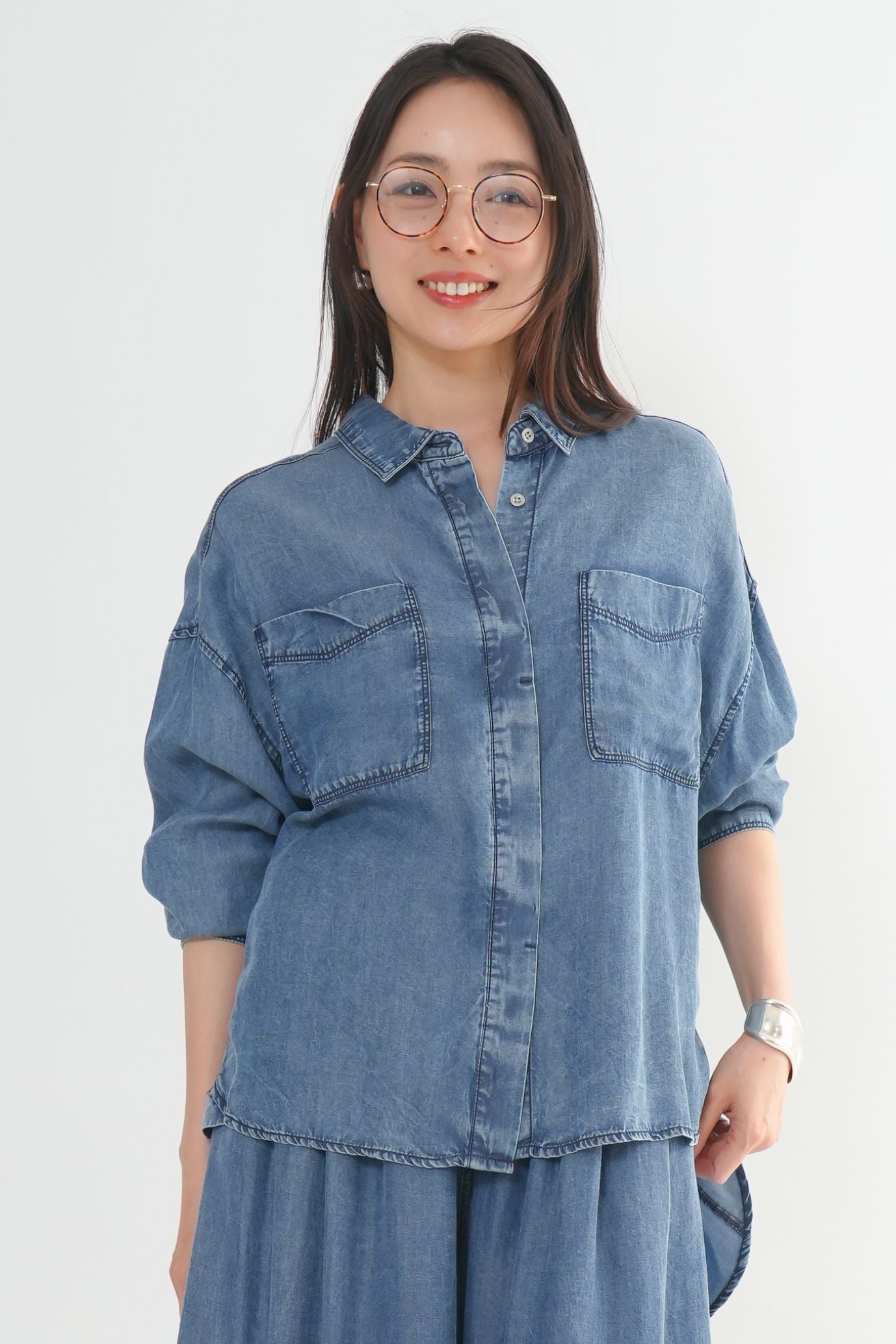 バイオシルクデニムシャツ｜インナー｜good mood madam（グッド