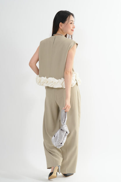 サテンバルーンヘムパンツドレス<2pcs SET>