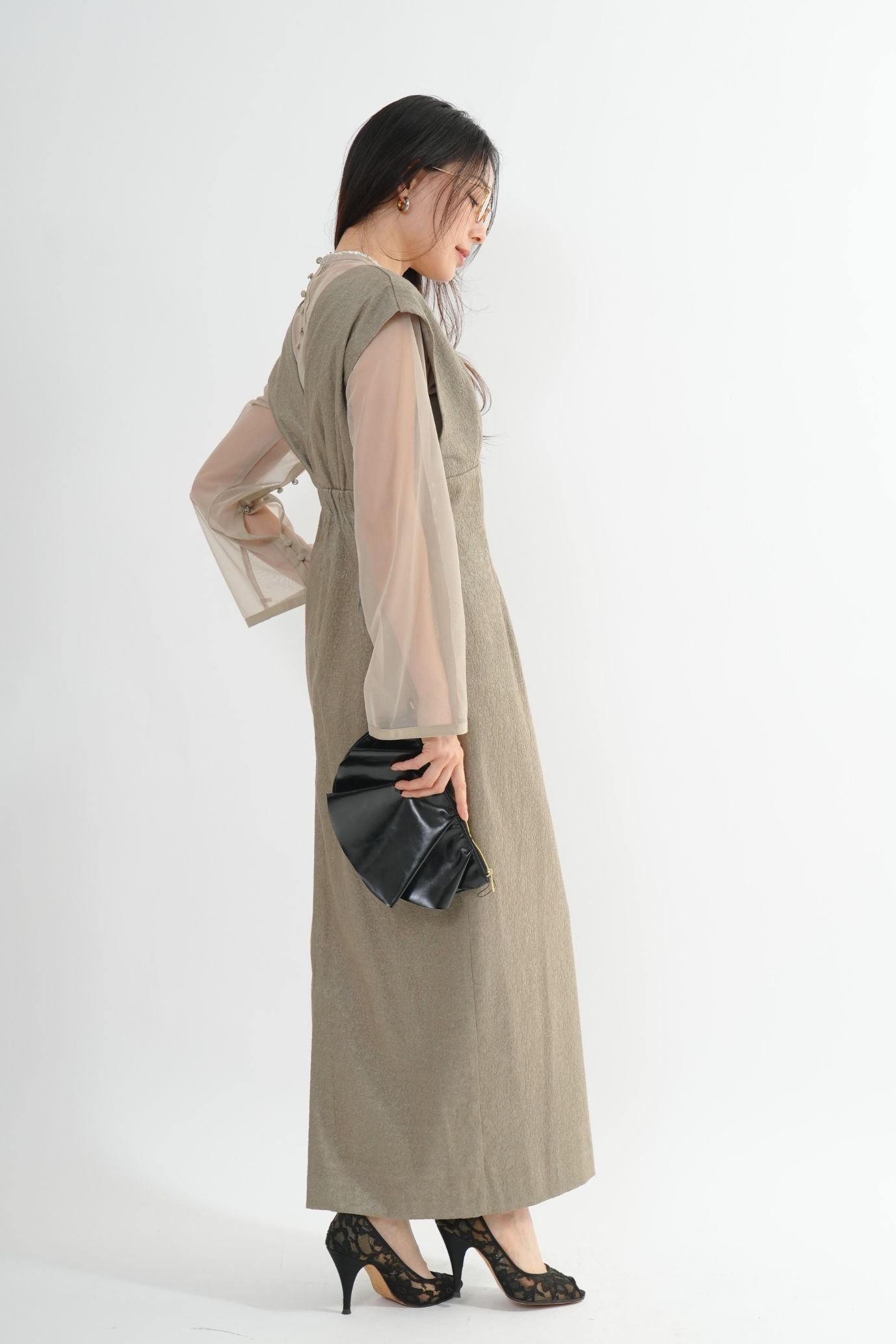 Vネックジャガードドレス<2pcs SET>