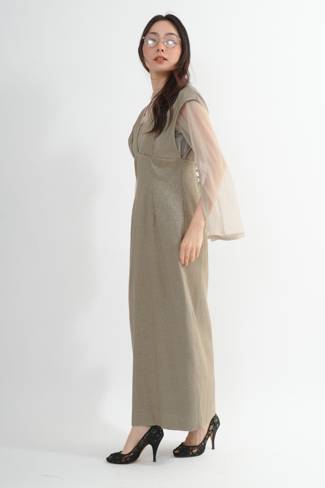 Vネックジャガードドレス<2pcs SET>
