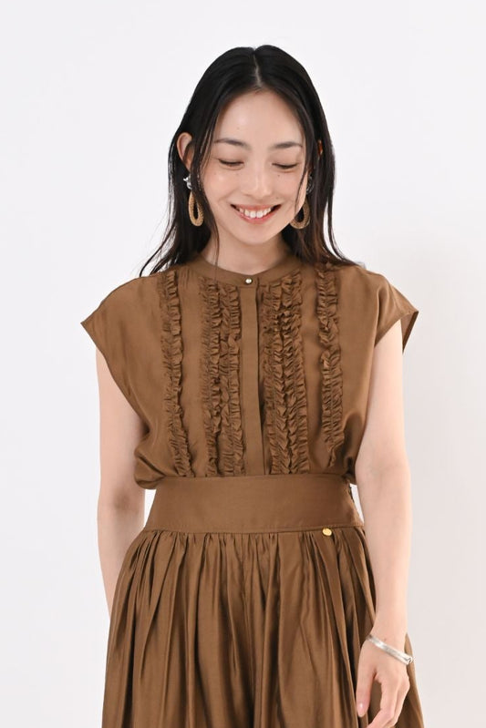 ＜２０％ＯＦＦ＞シルキーローンフリルブラウス