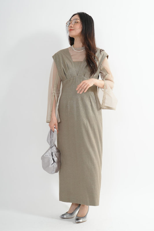Vネックジャガードドレス<2pcs SET>