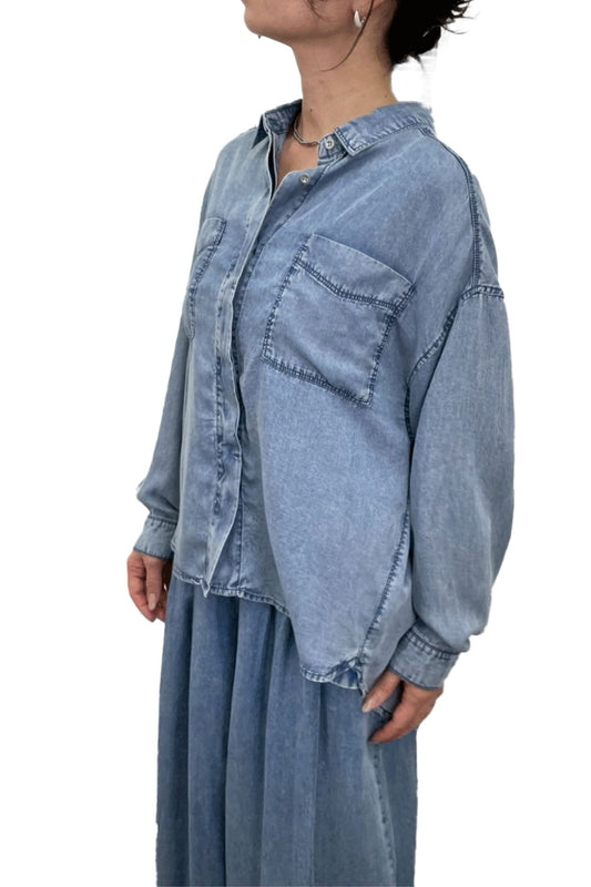 <６月上旬出荷予定＞【ＮＥＷ】バイオシルクデニムシャツ