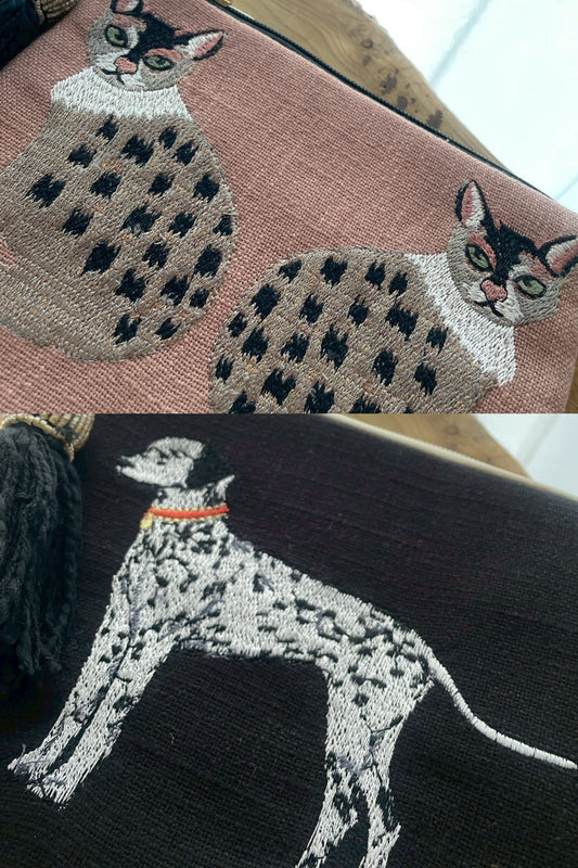 キャット＊ドッグ刺繍ポーチ