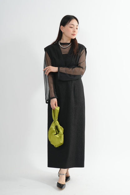 Vネックジャガードドレス<2pcs SET>