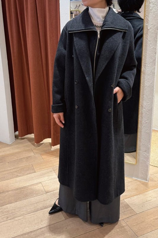 ［予約］ウール100％ＺＩＰロングコート