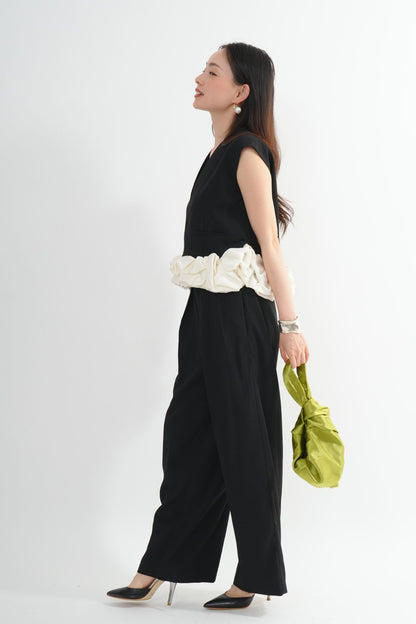 サテンバルーンヘムパンツドレス<2pcs SET>