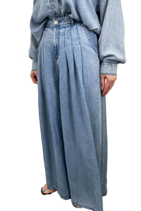 <６月上旬出荷予定＞【ＮＥＷ】バイオシルクデニムワイドパンツ