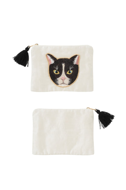 アニマル刺繍ポーチ　キャット