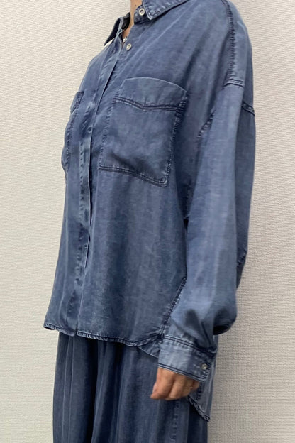 <６月上旬出荷予定＞【ＮＥＷ】バイオシルクデニムシャツ