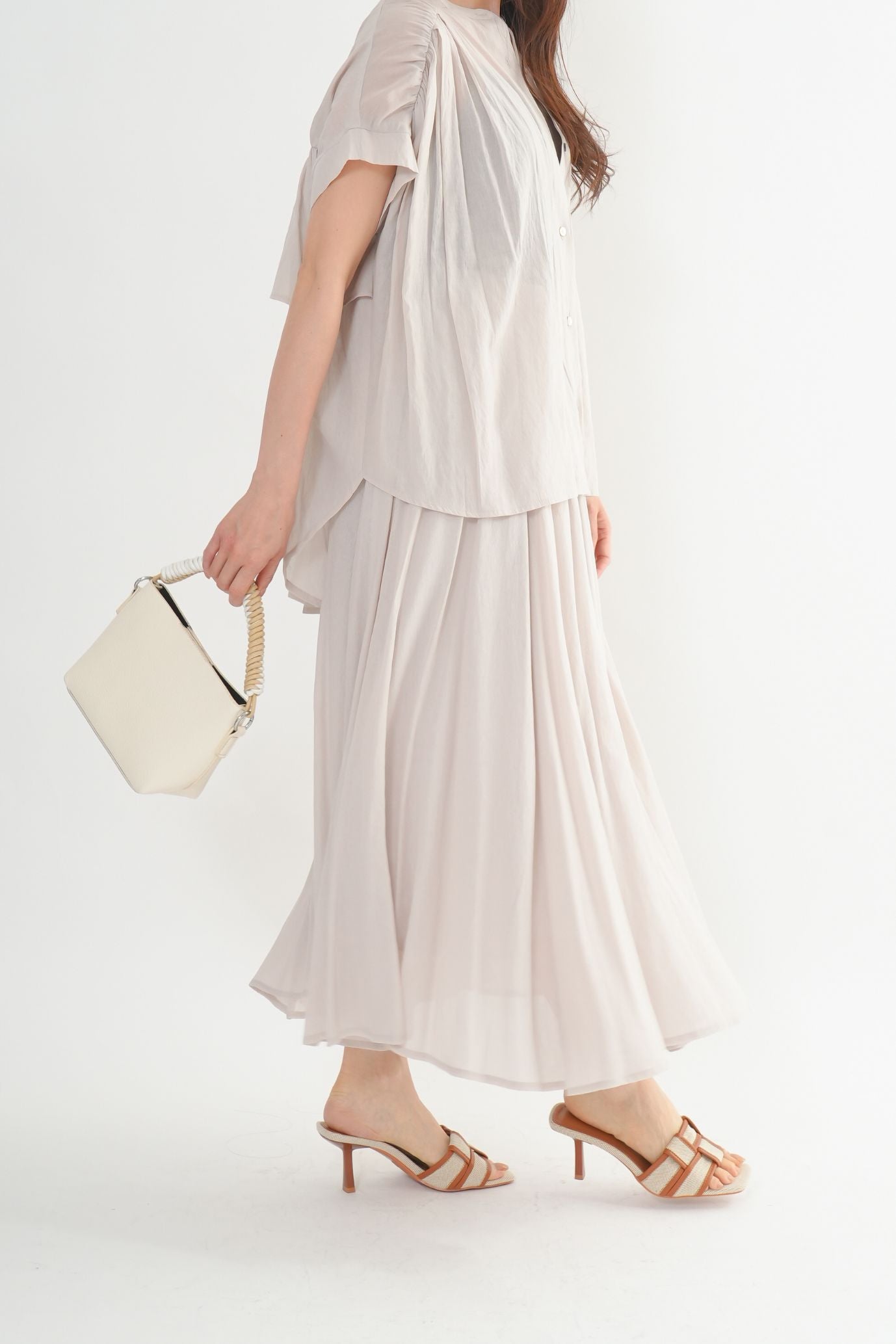 clear≪再入荷≫ドット柄ティアードフリル切替ノースリーブ
