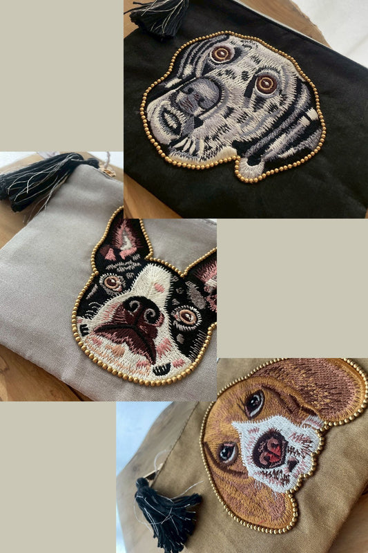 アニマル刺繍ポーチ　ドッグ