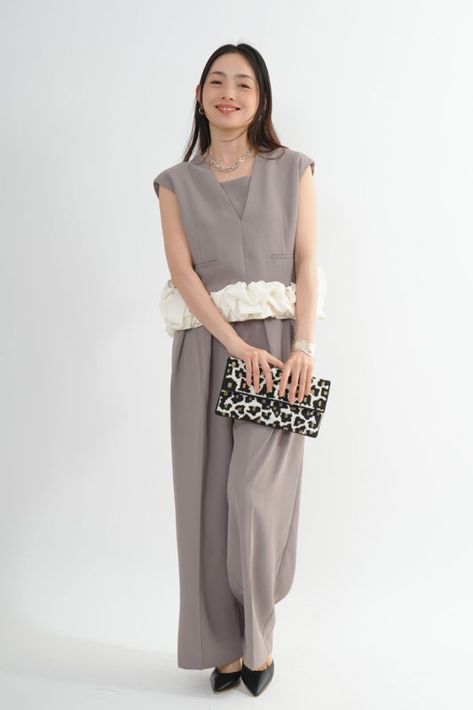 サテンバルーンヘムパンツドレス<2pcs SET>