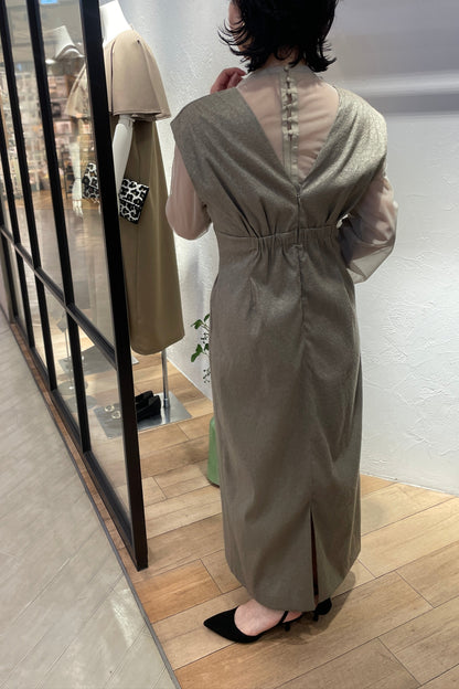 ［ＮＥＷ］Vネックジャガードドレス