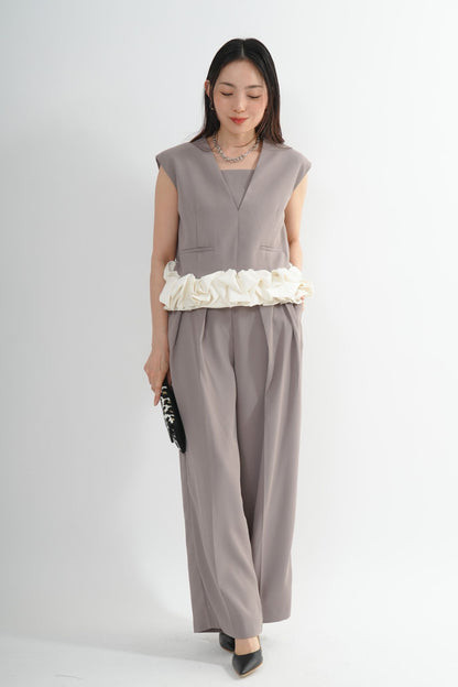 サテンバルーンヘムパンツドレス<2pcs SET>