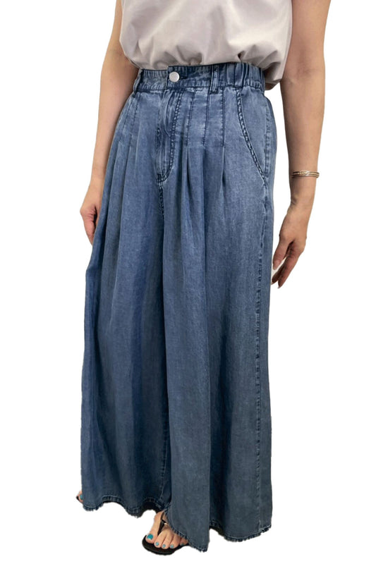 <６月上旬出荷予定＞【ＮＥＷ】バイオシルクデニムワイドパンツ