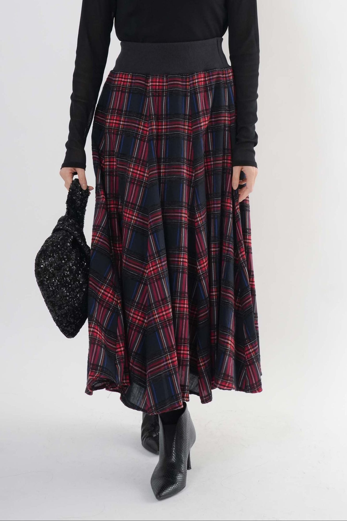 モールチェックスカート （新色ブラック）