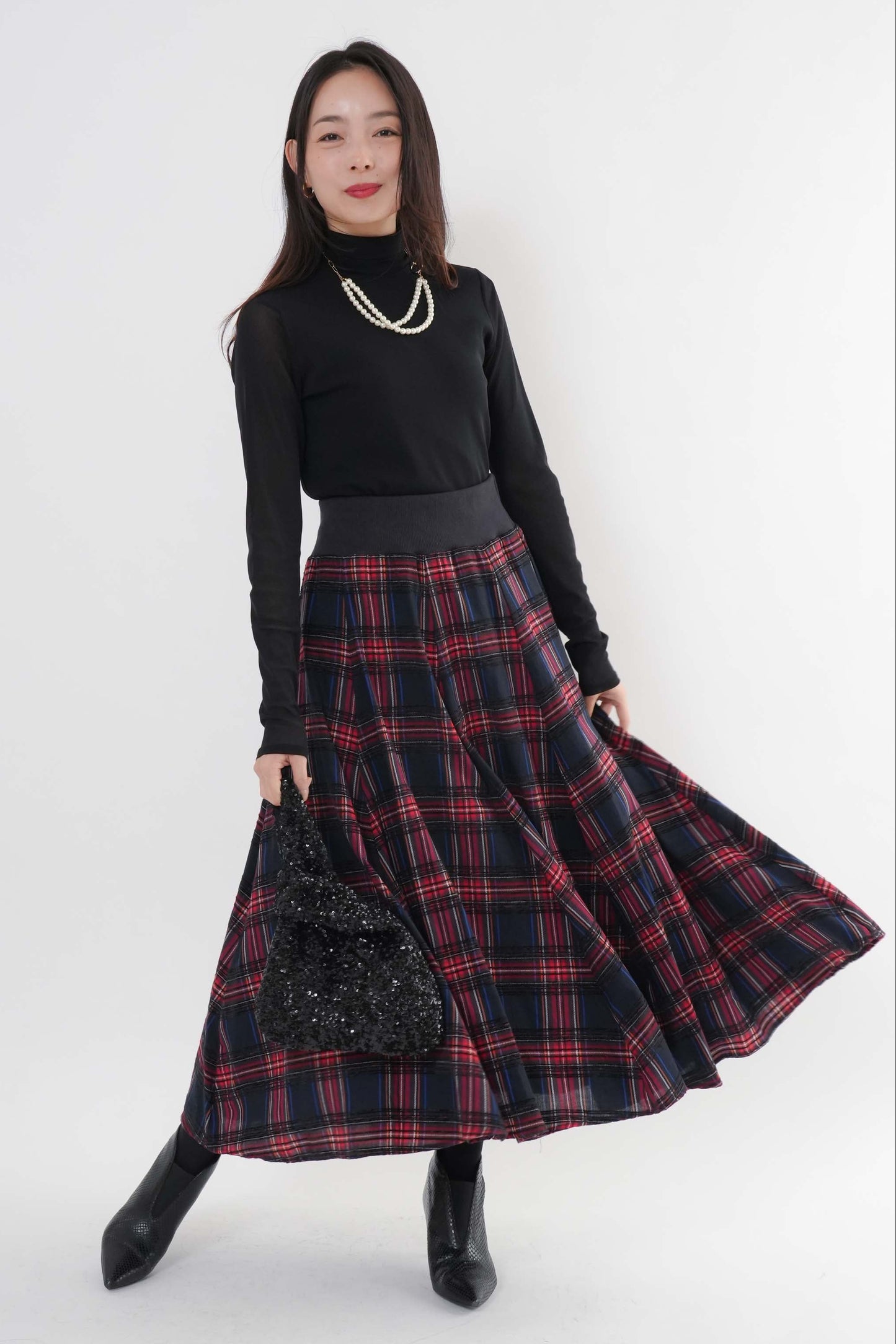 モールチェックスカート （新色ブラック）