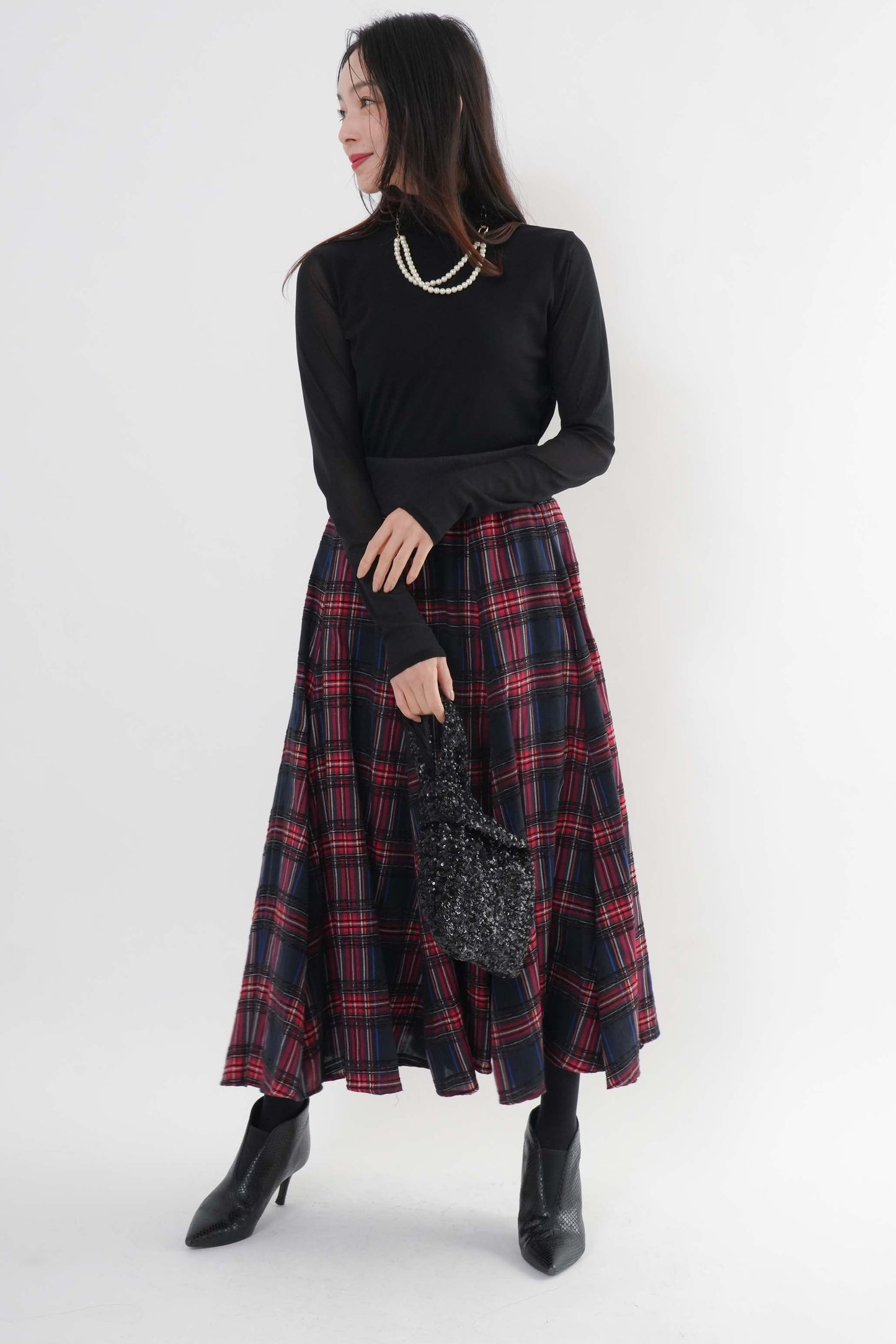モールチェックスカート （新色ブラック）