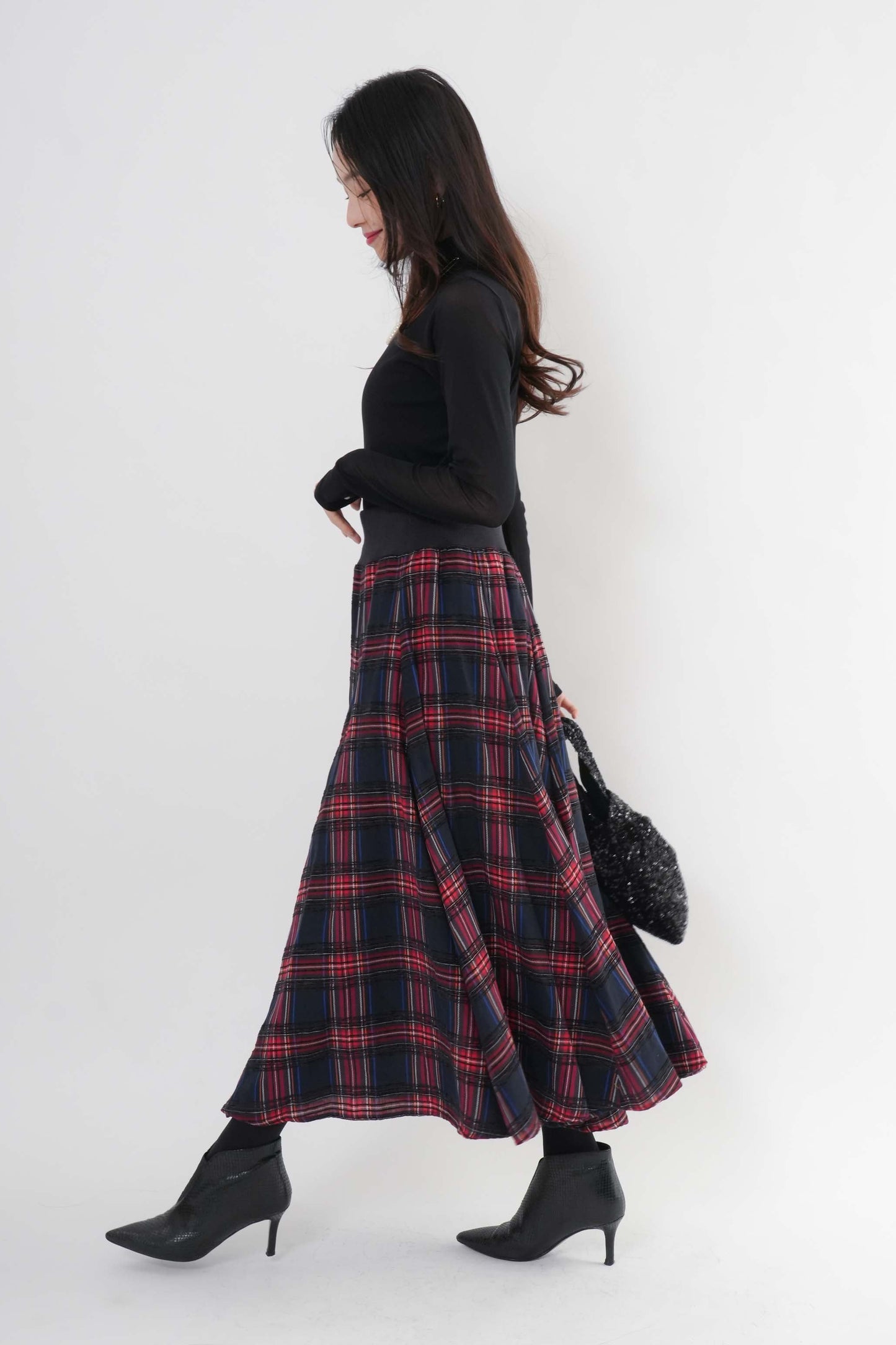 モールチェックスカート （新色ブラック）