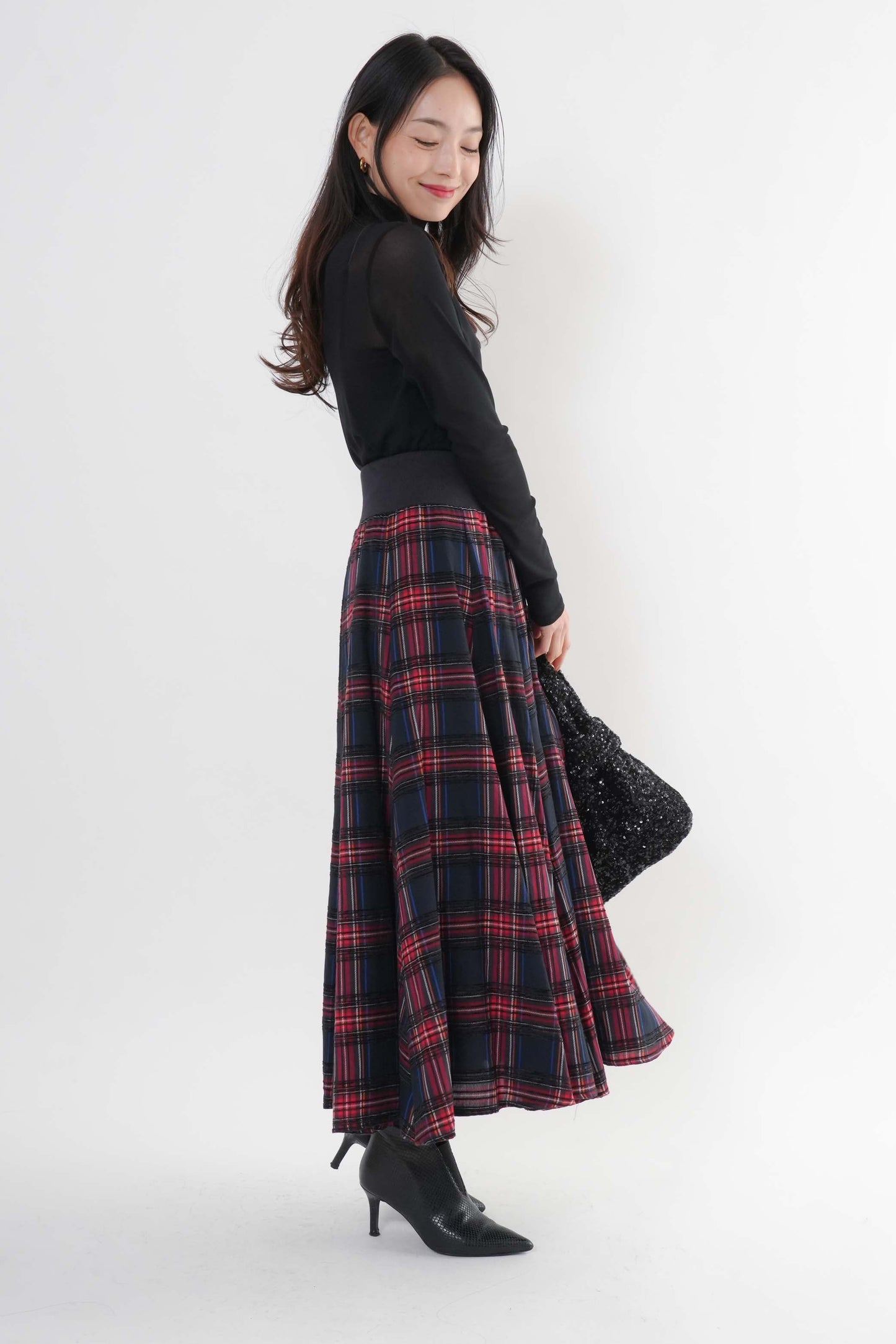モールチェックスカート （新色ブラック）