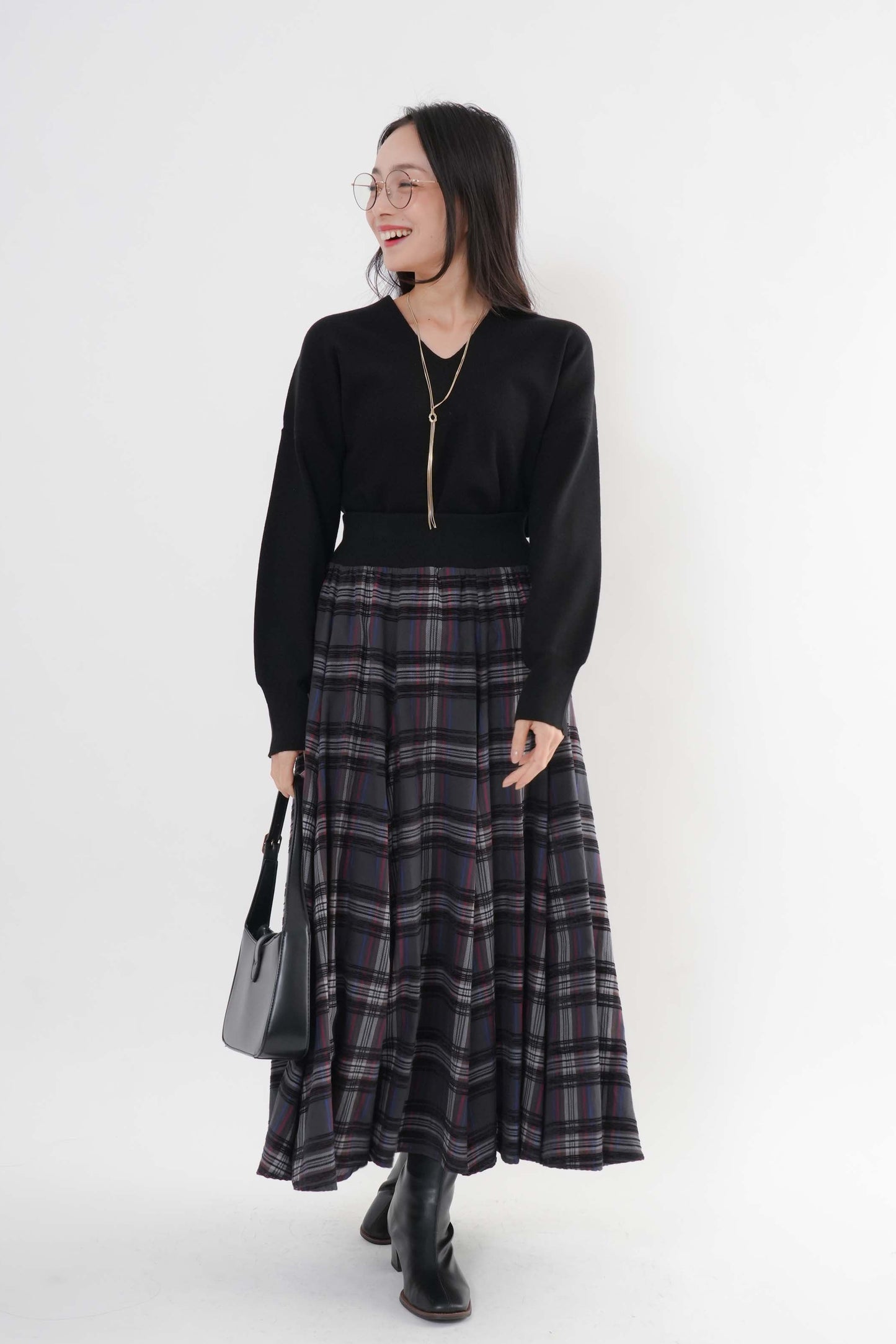 モールチェックスカート （新色ブラック）