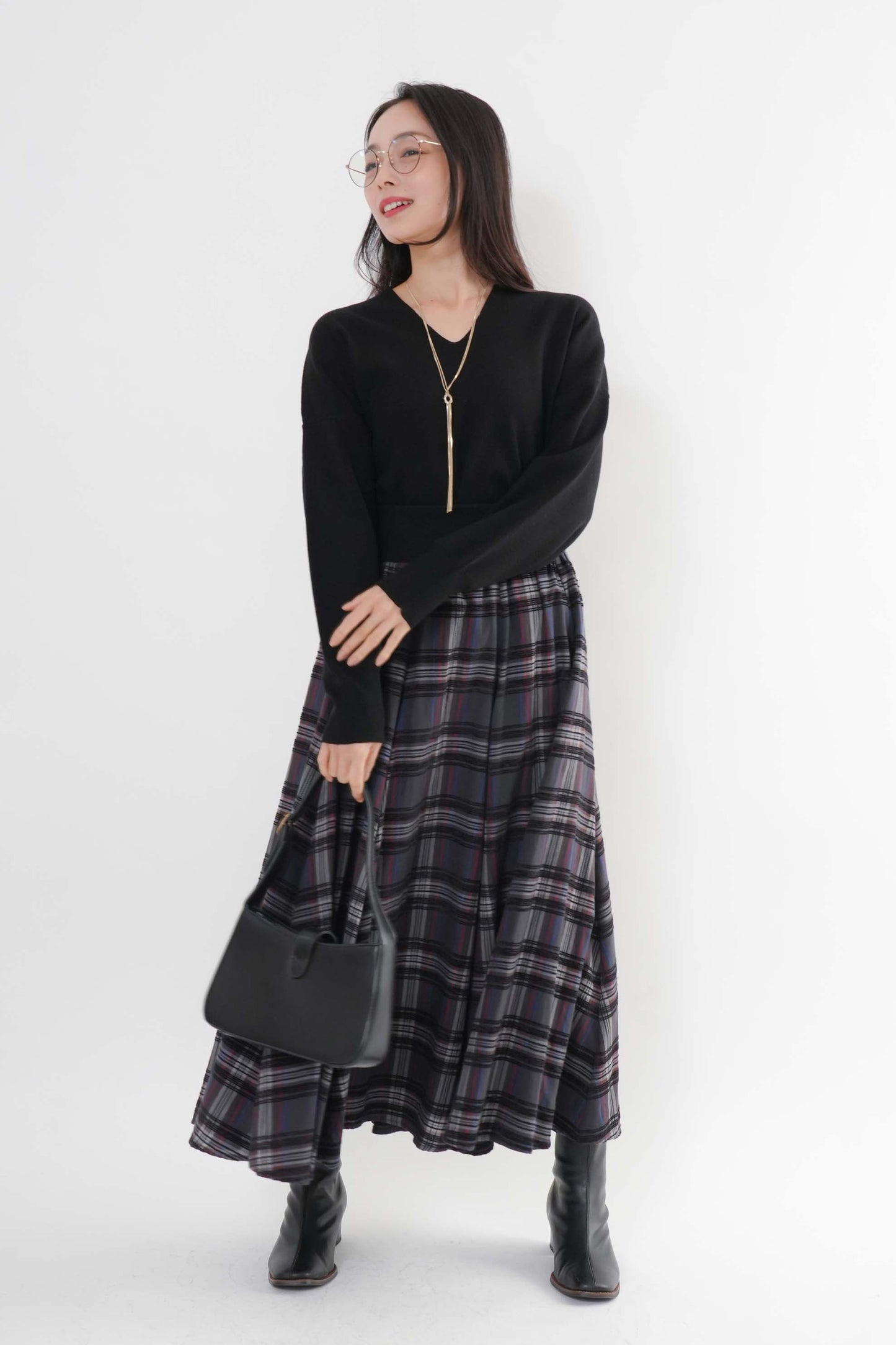 モールチェックスカート （新色ブラック）