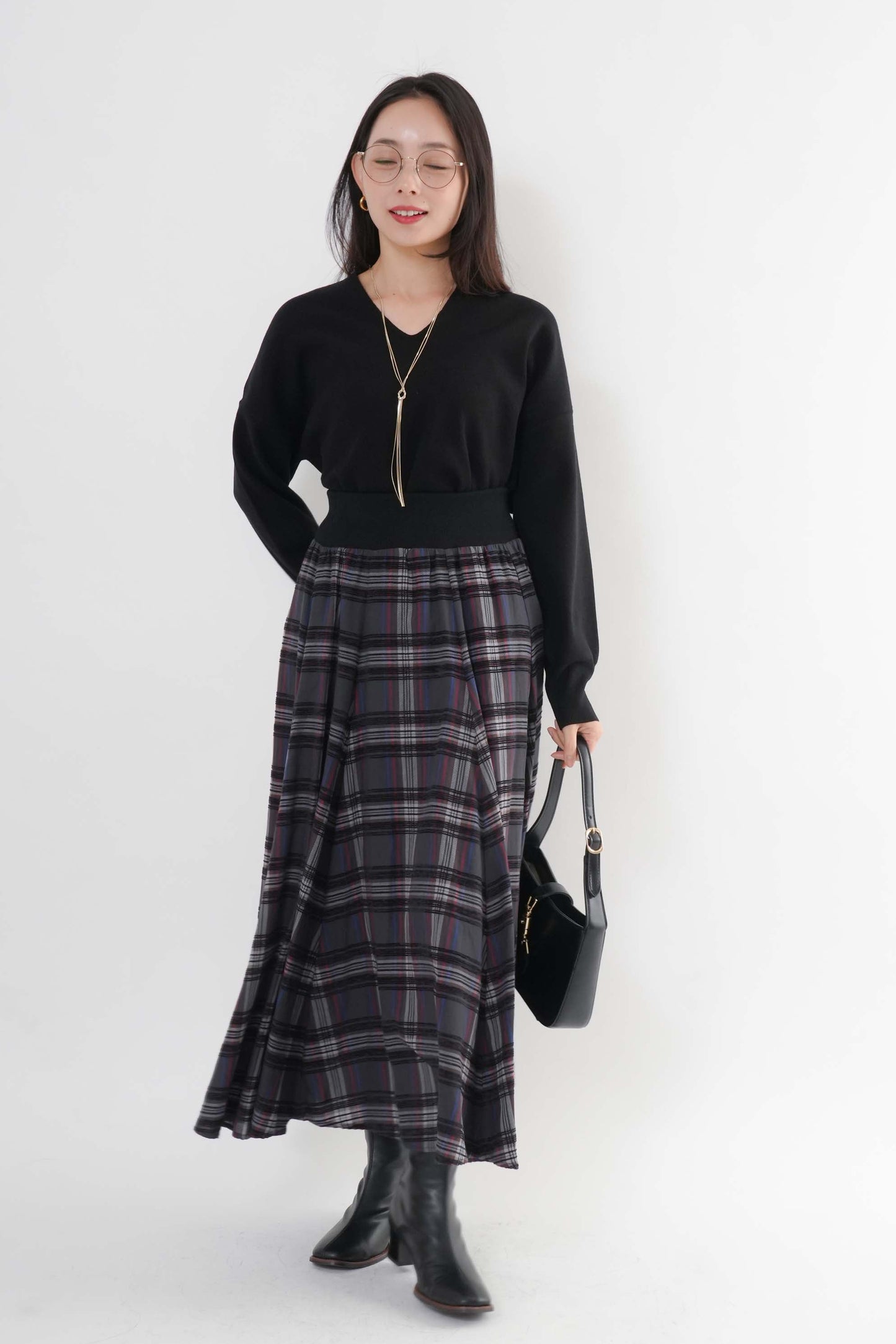 モールチェックスカート （新色ブラック）