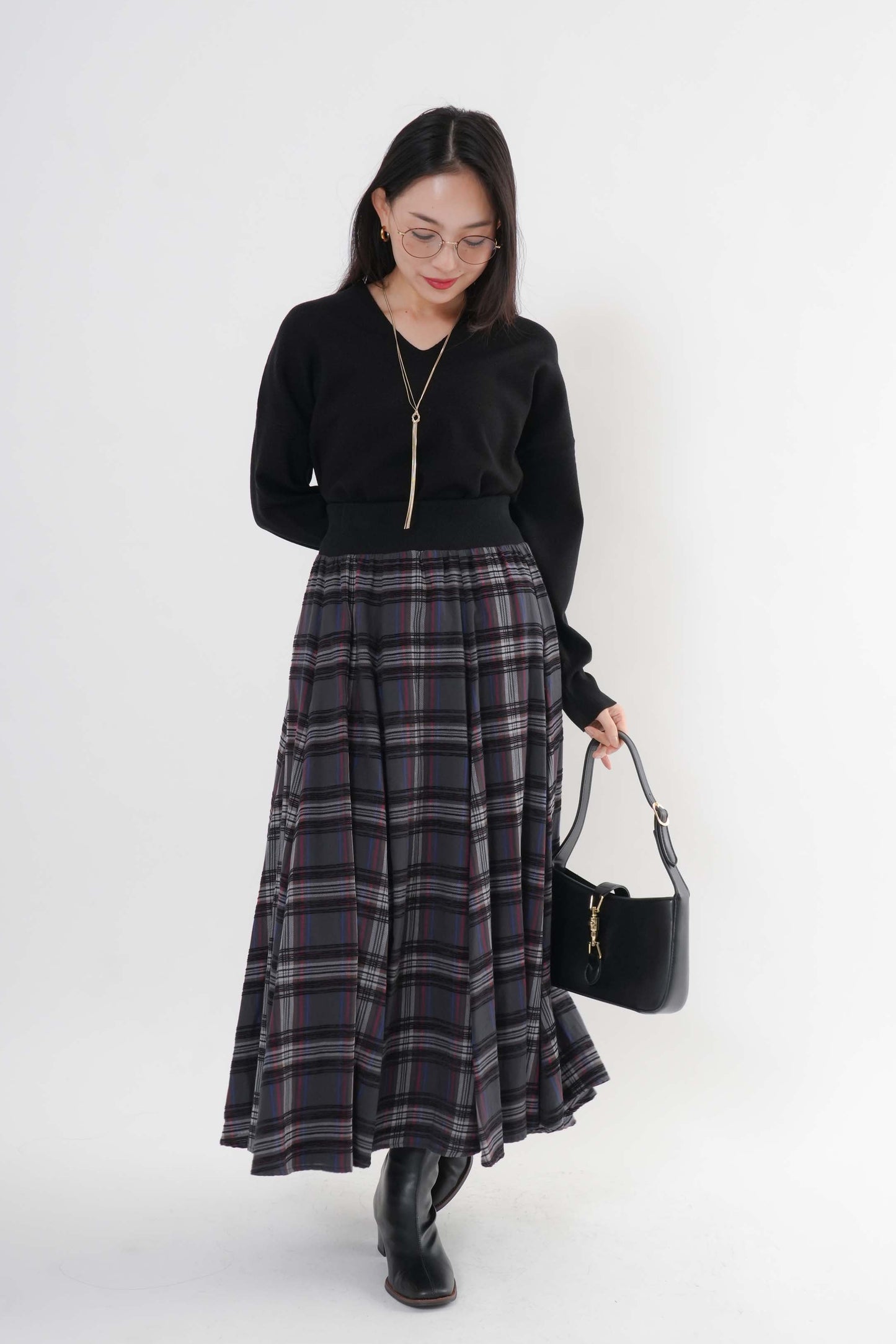 モールチェックスカート （新色ブラック）