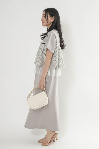 〈ご試着キャンペーン対象品〉ツイードコンビカットワンピース