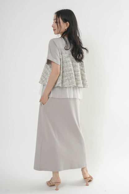 〈ご試着キャンペーン対象品〉ツイードコンビカットワンピース