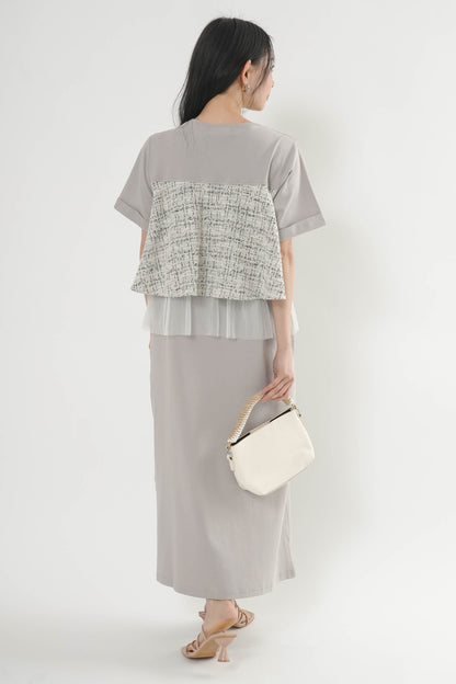 〈ご試着キャンペーン対象品〉ツイードコンビカットワンピース