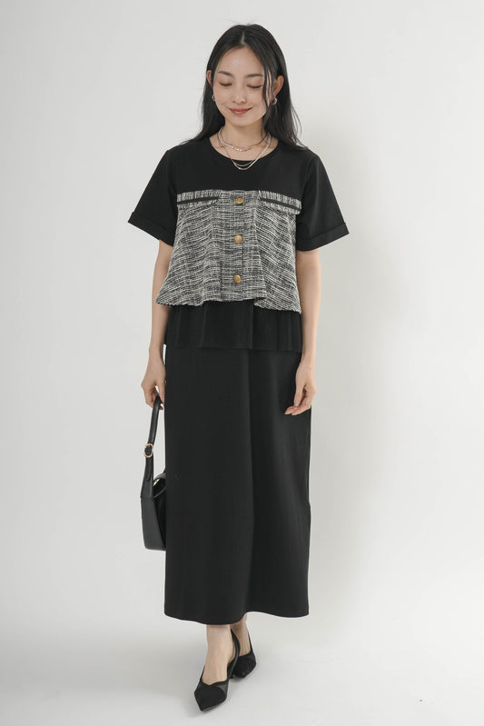 〈ご試着キャンペーン対象品〉ツイードコンビカットワンピース