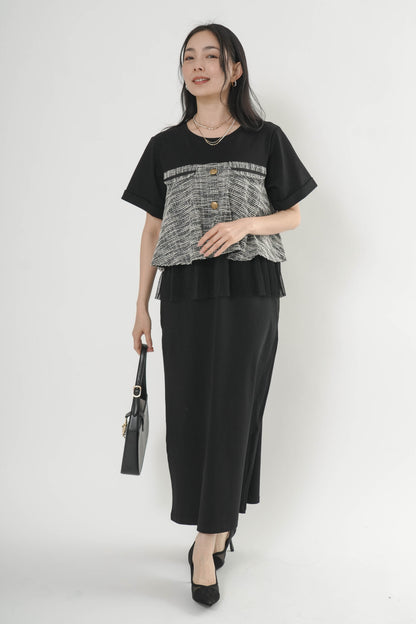 〈ご試着キャンペーン対象品〉ツイードコンビカットワンピース