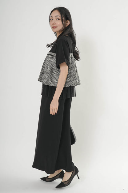 〈ご試着キャンペーン対象品〉ツイードコンビカットワンピース