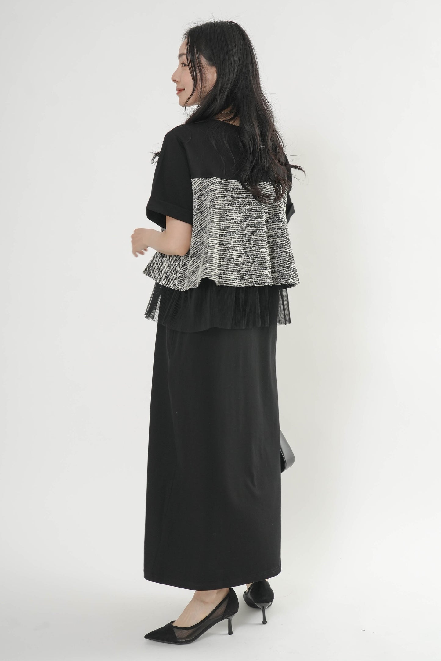 〈ご試着キャンペーン対象品〉ツイードコンビカットワンピース