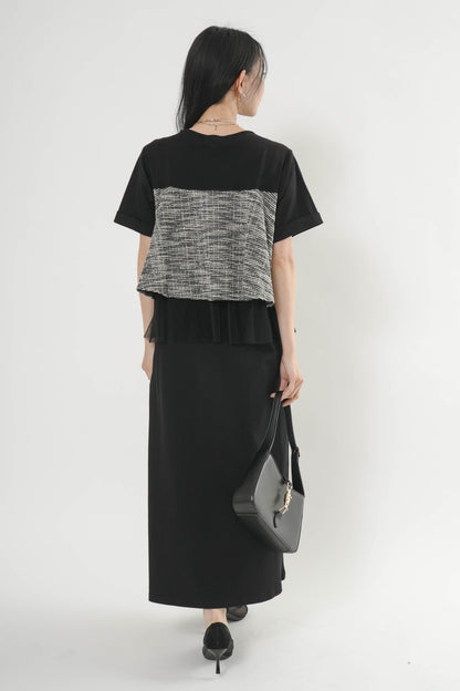 〈ご試着キャンペーン対象品〉ツイードコンビカットワンピース