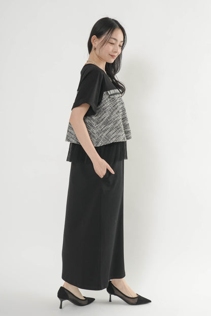 〈ご試着キャンペーン対象品〉ツイードコンビカットワンピース