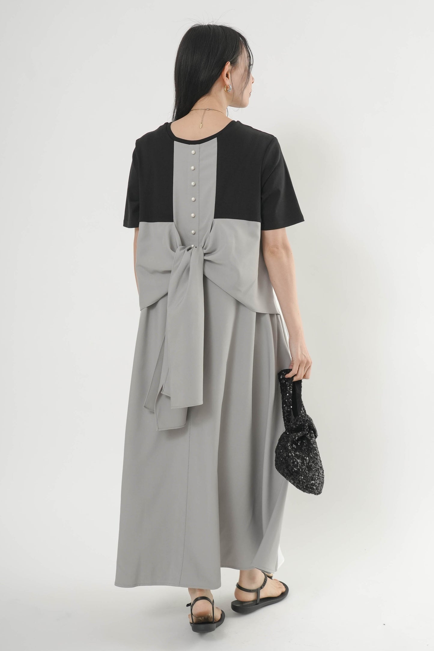 〈ご試着キャンペーン対象品〉配色バックリボンワンピース